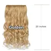 Senhoras onda longa fibra resistente ao calor clipe sintético em extensões de cabelo feminino 5 clipes ondulado acessórios preto marrom escuro 1581530