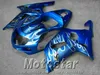 7 regali + Nuovo kit carena ABS per SUZUKI GSX-R600 GSX-R750 2001-2003 K1 GSXR 600 750 fiamme bianche in carene blu set 01-03 RA59