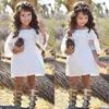 Butik Kız Giyim Çocuk Prenses Elbise Bebek Parti Düğün Pageant Örgün Mini Sevimli Off-omuz Beyaz Dantel Elbiseler Bebek Kız Giysileri