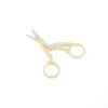 Kleine Schaar Wenkbrauw 12 stks / partij Metalen Trimmer Beauty Tool Crane Shape Goldsliver Roestvrijstalen Schaar SC-061