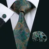 Snabb frakt mens slipsar uppsättning grossist klassiker designer mode slips set hanky manschettknappar silke slipsar vävt gravata affärer bröllop casual