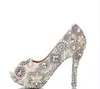 Unik Ivory Pearl Rhinestone Bröllopsklänning Skor Peep Toe High Heeled Bridal Skor Vattentät Kvinna Party Prom Skor