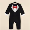 2017 New Born Boy Baby Formal Suit Tuxedo Romper Pants Jumpsuit Gentleman kläder för spädbarn baby romper jumpsuits2775285