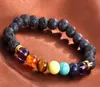 Etherische oliën diffuser armband 7 chakra 8mm yoga kralen armband elastische natuurlijke lava stenen armbanden hand snaren sieraden KIMTER-B124S FZ