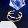 10pcs/lot Hot Gift Factory Price 925 Silver Charm Bangle Twisted 18K Gold Bracelet Modern Modelry 1822