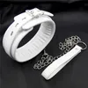 Cuello de cuero PU blanco con cadena esclavo vendaje restricciones juguetes sexuales para parejas juegos para adultos 7557352