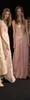 Elie Saab Blush Chiffon Evening Dresses with Gold Appliques Lace Prom Dress Illusion Party Gowns A Line maxi dress vestido de festa