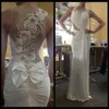 Vestidos de noiva vintage com chiffon branco transparente sem costas escova trem longo sereia novos vestidos de noiva elegantes