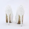 Белые кружевные туфли для невесты, вечерние свадебные модельные туфли на высоком каблуке 14 см, туфли для подружки невесты на платформе, модные туфли-лодочки2597