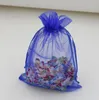 100pcs sacs-cadeaux en organza bleu saphir 20x30 cm / 4 pouces avec cordon de serrage (003585)