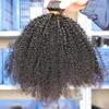 Mongol Afro Kinky Curly Virgin Hair Kinky Curly Hair Weaves Extensión del cabello humano Color natural Tramas dobles Dyedable8217999