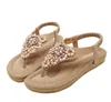 Flache Kristallsandalen in Übergröße, Sommerschuhe, Strandsandalen, Damen, Blumen-Strass-Flip-Flops für Damen, Bohemian-Sandalen, Größe 35 bis 40 41