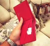 Portafoglio in pelle rossa del famoso marchio di design 2022, portafoglio classico da uomo donna portafoglio corto e scatola portafogli