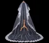 Pas cher Exquisit Long Filet Voile De Mariée Une Couche Dentelle Applique Bord Brodé Cathédrale Longueur Tulle Voile De Mariée Accessoires De Mariage