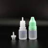 5 ml LDPE 플라스틱 드롭퍼 병 탬퍼 증거 캡 팁 팁 도둑 안전한 얇은 젖꼭지 E Juicy를위한 100 조각