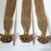 100 g 100 Stränge vorgebundene Nagel-U-Spitzen-Haarverlängerungen 18 20 22 24 Zoll #12/Hellgoldbraun brasilianisches indisches Remy-Echthaar