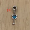 45pcs /lots Enamel Wine Glass Goblet Drink Alloy Dangle Charms Bead fit European Bracelets 32 x 9mm DIY Accessories