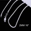 Big Promotions! 925 Sterling Silver Smooth Snake Chain Collier Fermoirs Homard Chaîne Bijoux 2mm 16-24 pouces Mix Taille Charme Collier bijoux