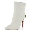 Pearl Wedding Boots Buty Bridal Princess High Heel Buty platforma oryginalna skóra dostosowań impreza botki spiczaste palce 242y