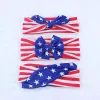 Baby Amerikanska flaggan Euro Stjärnor Stripe Bowknot Headbands 3 Design Girls Lovely Cute Bow Hair Band Headwrap Barn Elastiska Tillbehör