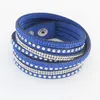 17 couleurs Bracelets tissés multicouches strass diamant cristal chaîne en cuir Bracelets bracelet de tennis coloré charmant bijoux pour femmes