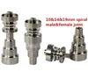 Gr2 titan naglar 6in1 4in1 2in1 med 10mm14mm19mm leder Domeless Titanim Nail för glas Bongs Vattenrör Rökning Tillbehör DHL