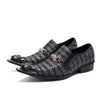 Bella -stijl Christia gestreepte Britse trouwjurk Pointy Toe Bling Sapato Masculino Buckle Business Men Oxford Shoes 78700