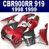 جودة عالية هدية عدة لهوندا CBR900RR 1998 1999 أحمر لامع أسود هيكل السيارة CBR900 RR CBR919 98 99 fairings kit QD17