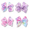 10st-tjejer Jojo Unicorn 8 tums hårbågar Alligator Clips Big Paint Love Ombre Rainbow Bowknot Hairpins Headwear Bobbles Tillbehör HD3514