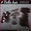 Naturfärg Indiska hårförlängningar 9a 4pcs / mycket Full Head Straight Human Hair Extension Gratis frakt Bella Hair