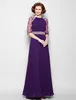 Skromna regenencja Długość Połowa Rękaw Długa Matka Bride Dress Jewel Fashion Moda Wieczór Długie Suknie Koraliki Dresses Matki