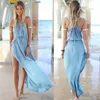 Klänningar Ny ankomst 2014 Kvinnors sommarklänning Empire Suspenders Plus Size Hollow Out Vneck Beach Bohemian Maxi Sundress Long Dress B4