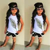 Girls Clothes 3PCS Baby Girls Summer Clothes Sets Feather Printing Vest Casual Tops+Dot Tassel Shorts Golden Headband Summer Clothes Sets