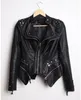 Wholesale-New Womens Punk Spike Studded Shoulder PU Leather Jacket Zipper Coat PIUS Size S-4XL