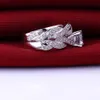 Luxury Sz 5-10 Brand Design 18k white gold filled white topaz Women Wedding Ring set