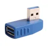 Universel USB 3.0 Type A mâle à femelle gauche + droite prise 90 degrés haut + bas Angle connecteur adaptateur coupleur haute qualité bleu