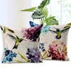 Bird Flower Cushion Cover Hummingbird Sierkussen Case 45cm Square Cotton Linen Funda Cojines Nature Almofadas