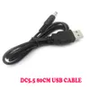 送料無料50ピース/ロットUSB充電ケーブル5.5mm * 2.1mm USB~D DC 5.5 * 2.1mm電源ケーブルジャック80cm