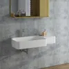 Lavandino sospeso in pietra con superficie solida, lavabo sospeso, portabiancheria RS38186