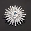 Broches de pines de boda de cristal de diamantes de imitación chapados en plata para mujer