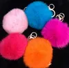 Genuine Rabbit Fur Ball Key Chains Fashion Keychain Women Handbag Purse Charm Car Key Chain Ring Bag Accessories Trinket