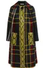 패션 격자 무늬 Gird 인쇄 여성 코트 덮여 버튼 트렌치 15100905