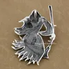 Linsion 925 Sterling Silver Large Grim Reaper Scythe Death Mens Biker Rock Punk Pendant 9H012 Rostfritt stålhalsband 24 Inches4038930