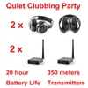 500m Range Silent Disco 2 Folding Headphones 2 Channel - RF Wireless för iPod mp3 DJ Music
