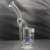 Glass Bong Recycler Hookahs Water Pipe with Blue Honeycomb Perc 18mm Male joint