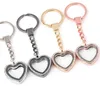 10PCS lot Rhinestones Heart Floating Locket Pendant With Keychains Glass Living Magnetic Charms Locket Key Chains248v