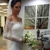 vestios de novia lace wedding dresses long sleeves off shoulders wedding gowns button back bridal dresses with sweep train