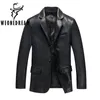 Fall-2016 Ny ankomst Män Läderjackor Man Höst Motorcykel Leather Coat Casual Solid Fashion Brand Man OuterCoats Overcoat 3XL