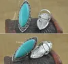 Moda Vintage Bohemian Turquoise Pierścienie dla kobiet zabytkowe srebrny stop rzeźbia Cygan