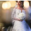 Luxury Wedding Dresses 2016 Off Shoulder V Neck Full Lace Applique Beaded Sheer Long Sleeve Bridal Gowns Custom Made a Line Wedding Dresses